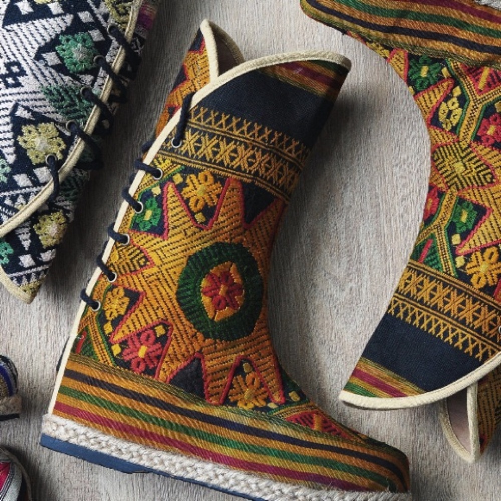 Boho Sun in Laotian Embroidered Ethnic Boots